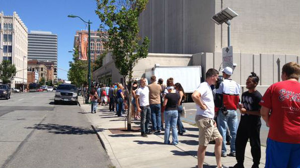Macklemore fans in line to participate in music video Macklemore fans in line to participate in music video